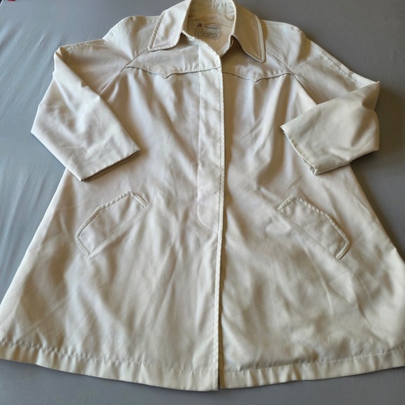 Vintage London Fog Caribe Cloth Beige Trench Coat Womens Size 18 Classic - Picture 1 of 13